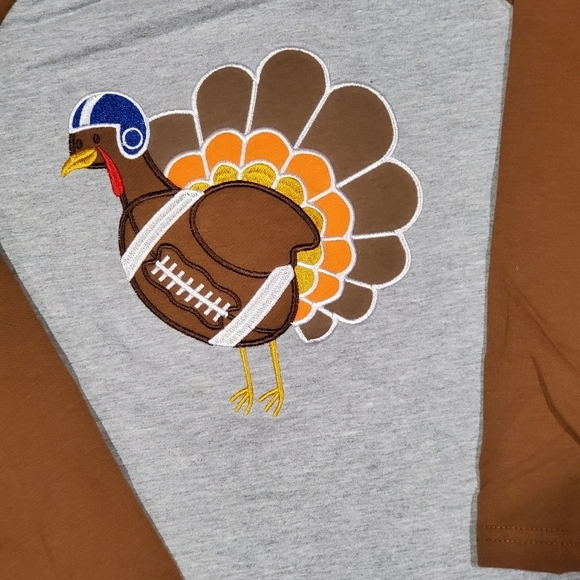 Thanksgiving Turkey Applique Raglan - Picture 4 of 6